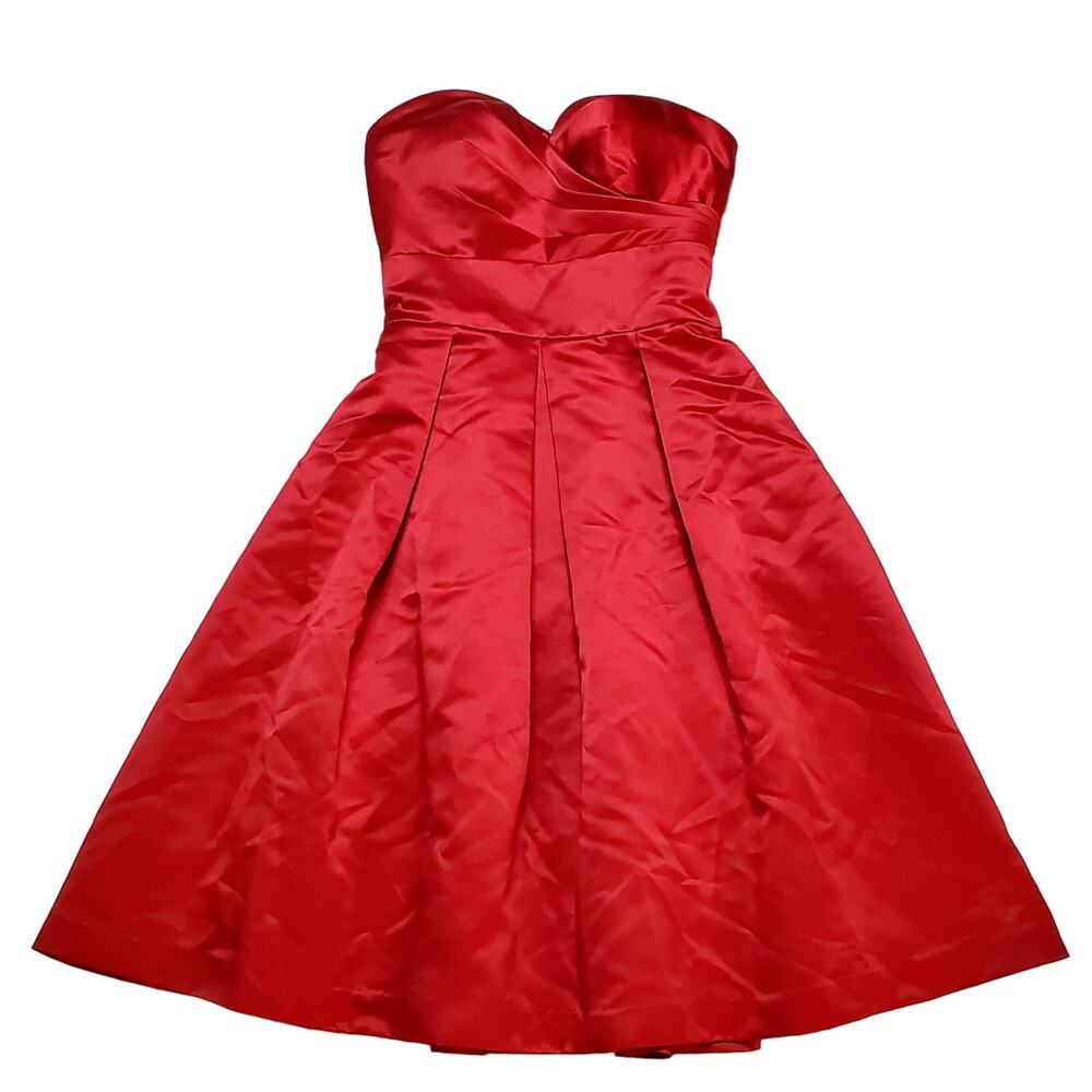 Strapless Red Midi Dress - Elegant Evening Fit